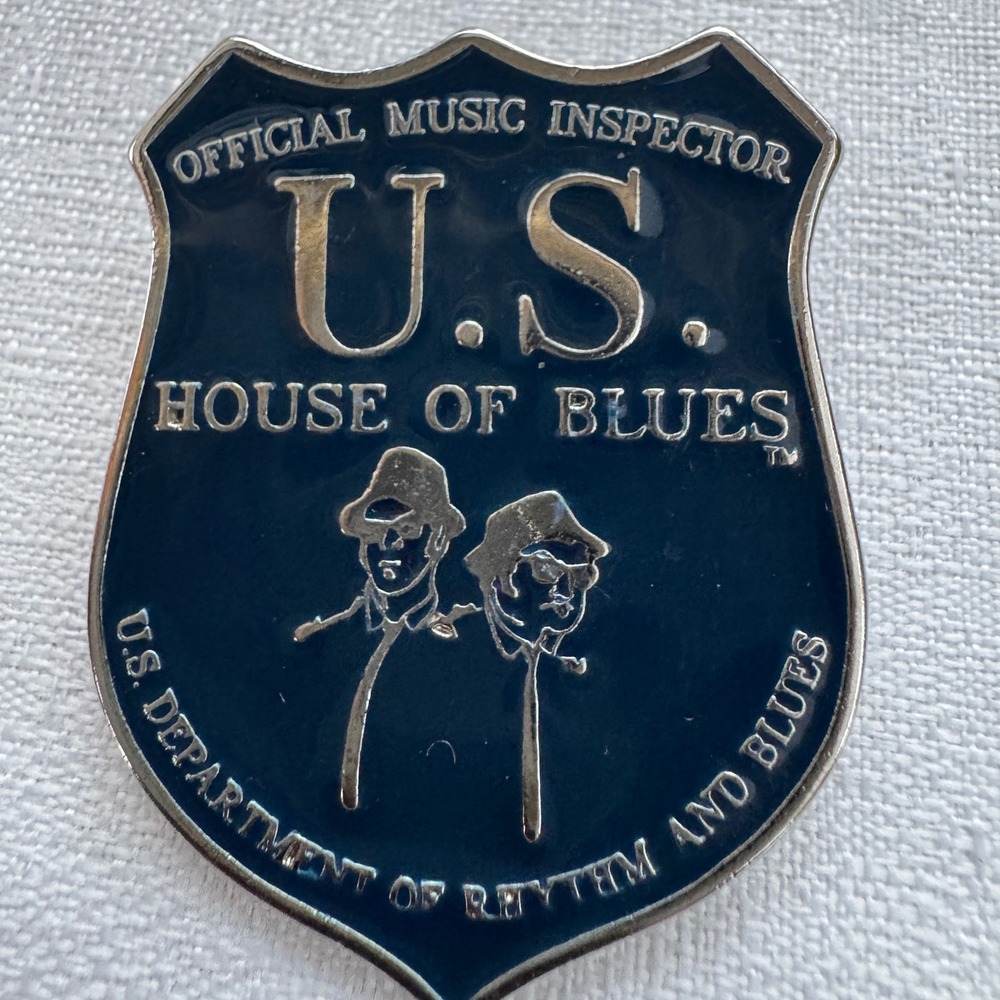 Vintage House of Blues Pin Official Music Inspector Blues Brothers Navy Silver